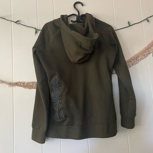 Medium forest green Sitka duckbill zip-up hoody.